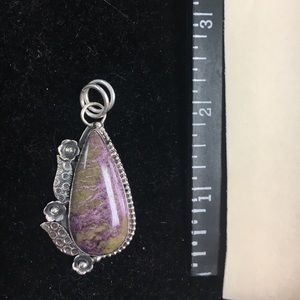 Sterling silver variscite in purpurite pendant new